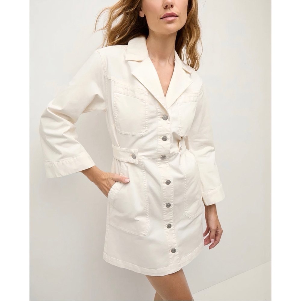 NWT Veronica Beard Denim Off-White Long-Sleeve McKinley Dress